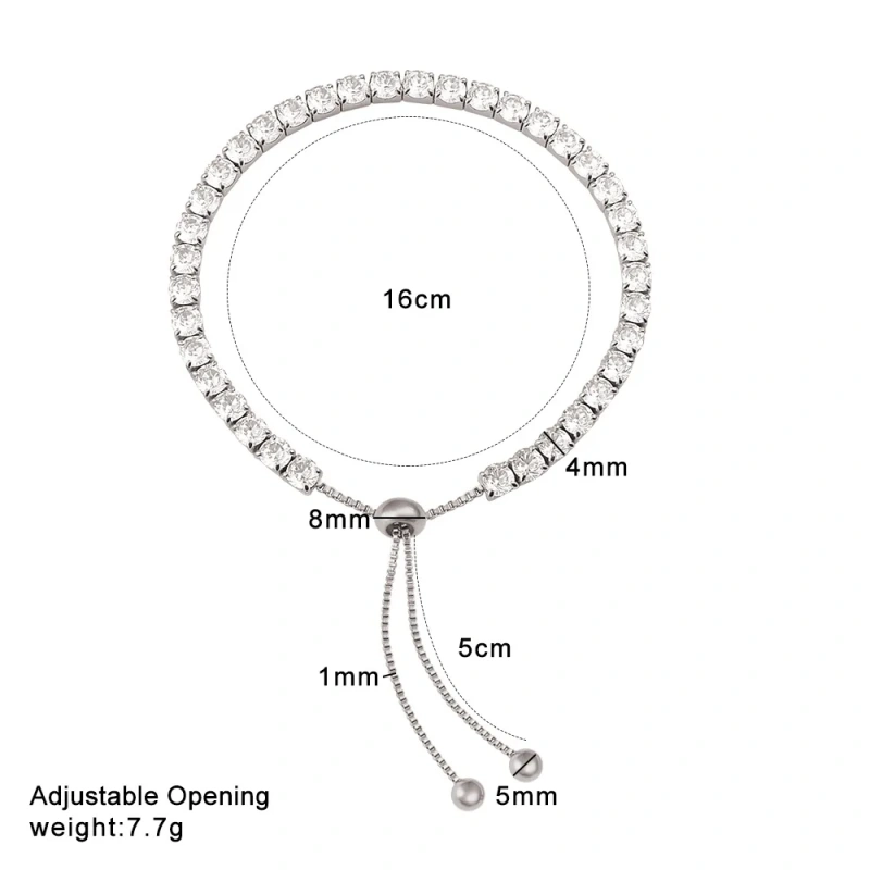 New Stainless Steel 18k Gold Plated Geometric Zircon Waterproof Stackable Adjustable Women Bracelet Waterproof YF6634