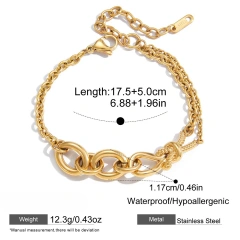 New Stainless Steel Design Waterproof Jewelry 18K Gold Plated Two Tone Line Knot Hypoallergenic Bracelet YF6631