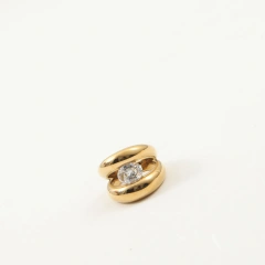 Delicate Minimalist Abstract Peach Heart Ring Wide Zircon 18K Gold Plated Waterproof Stainless Steel YF8219