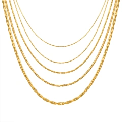 Exquisite Necklace Gold 0.6mm 0.8mm Thin Chain Layered Versatile 18K Gold Plated Waterproof Stainless Steel YF8154