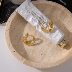 Fashion Hypoallergenic Stainless Steel 18K Gold Plated C Thread Twist Women Waterproof Earrings Non Tarnish YF6627