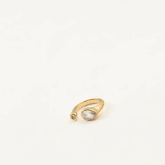 Delicate Water Drop Zircon with Small Round Zircon Opening Ring 18K Gold Plated Waterproof Stainless Steel YF8217