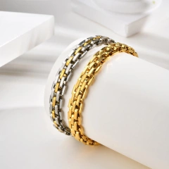 Simple Chain Stainless Steel Strap Bracelet Gold Womens 18K Gold Plated Waterproof Stainless Steel YF8157