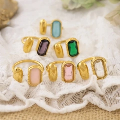 Light Luxury Luxury Ins Zircon Ring Opening Ring Does Not Fade 18K Gold Plated Waterproof Stainless Steel YF8182
