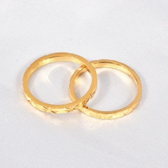 French Retro Stainless Steel 18k Gold Plated Multi Cut Flower Stacked Non Tarnish Thin Ring YF6474