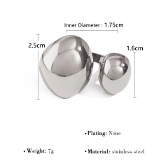 Vintage Luxury Asymmetrical Titanium Steel Ring Womens Open Ring 18K Gold Plated Waterproof Stainless Steel YF8184