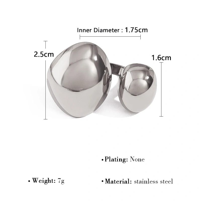 Vintage Luxury Asymmetrical Titanium Steel Ring Womens Open Ring 18K Gold Plated Waterproof Stainless Steel YF8184