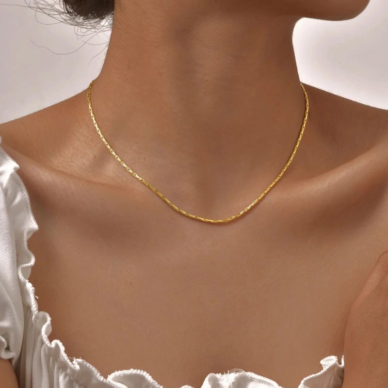 Exquisite Necklace Gold 0.6mm 0.8mm Thin Chain Layered Versatile 18K Gold Plated Waterproof Stainless Steel YF8154
