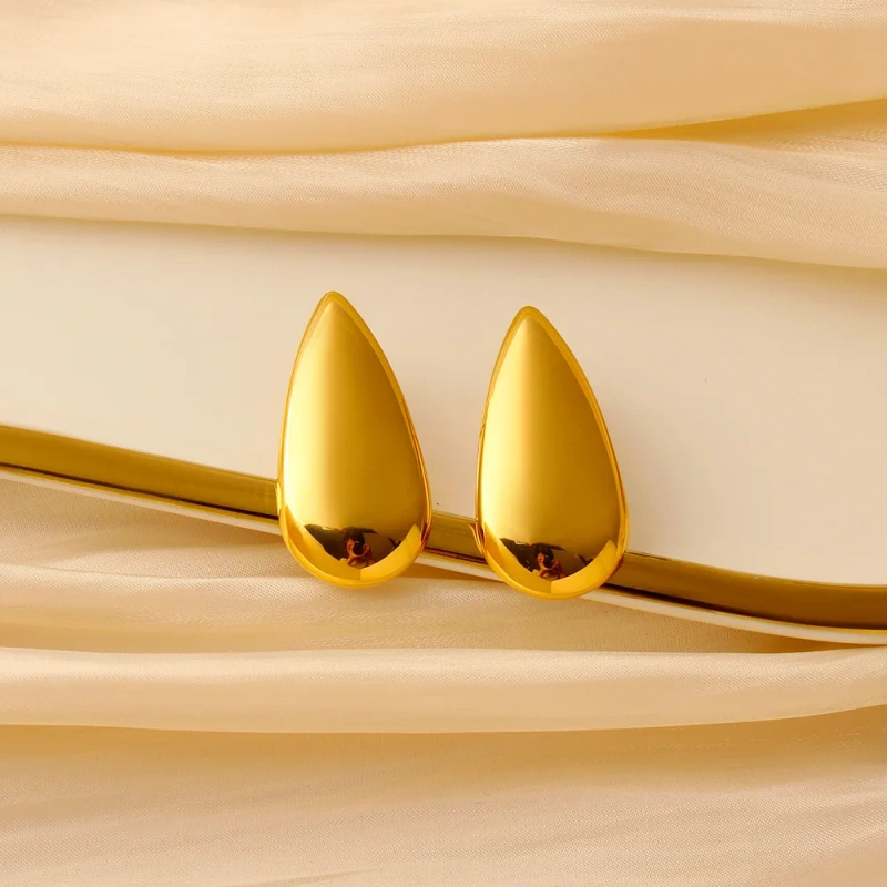 Niche Design Three Dimensional Water Drop Exaggerated Earrings Ins18K Gold Plated Waterproof Stainless Steel YF8208