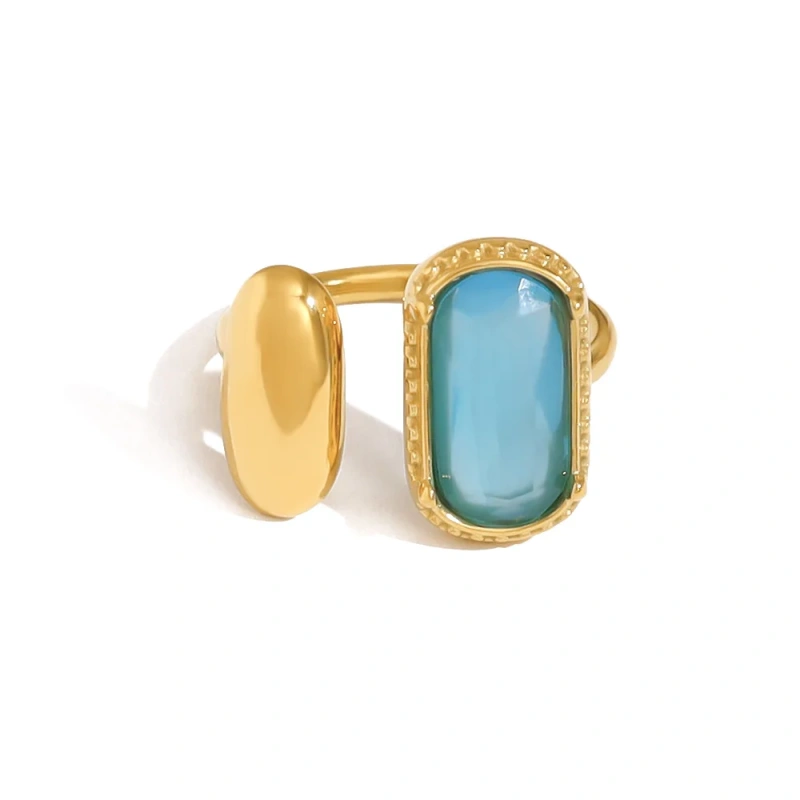 Light Luxury Luxury Ins Zircon Ring Opening Ring Does Not Fade 18K Gold Plated Waterproof Stainless Steel YF8182