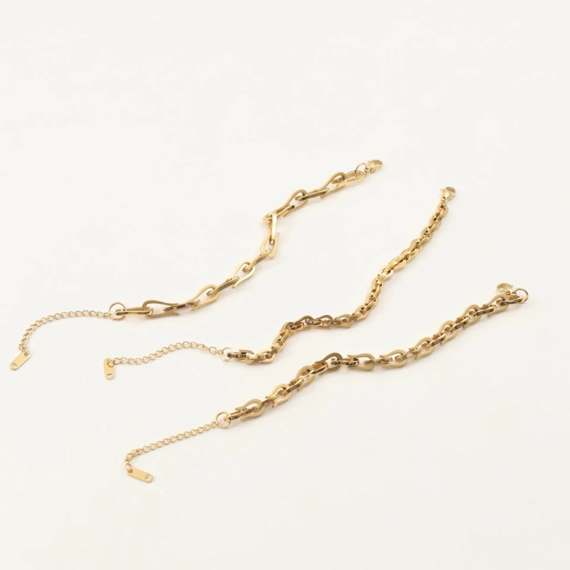 New Simple Fashionable Knotted Chain Bracelet 18K Gold Plated Waterproof Stainless Steel YF8216