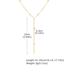 Stylish Square Strip Partition Clavicle Chain Y Shaped Fringe Necklace Gold 18K Gold Plated Waterproof Stainless Steel YF8161