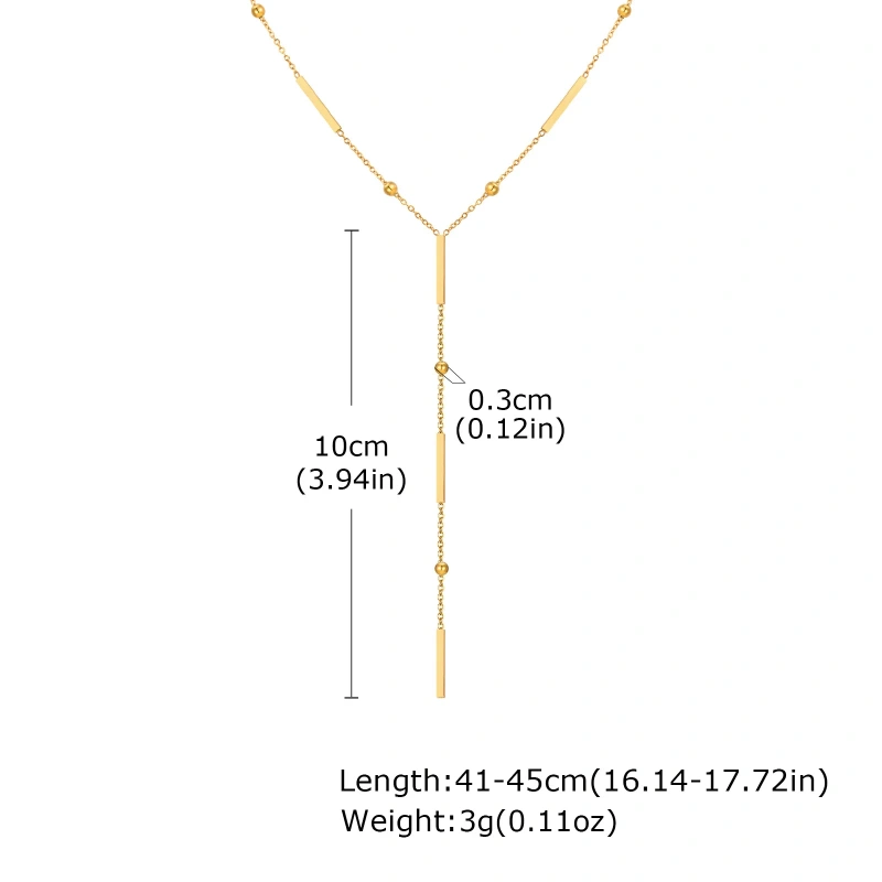 Stylish Square Strip Partition Clavicle Chain Y Shaped Fringe Necklace Gold 18K Gold Plated Waterproof Stainless Steel YF8161