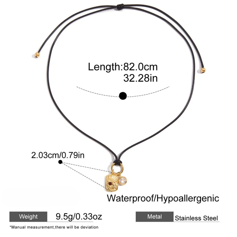 Stainless Steel Waterproof Jewelry Set 18k Gold Plated Square Pendant Necklace Round White Zircon Earrings Bracelet YF6629