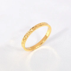French Retro Stainless Steel 18k Gold Plated Multi Cut Flower Stacked Non Tarnish Thin Ring YF6474
