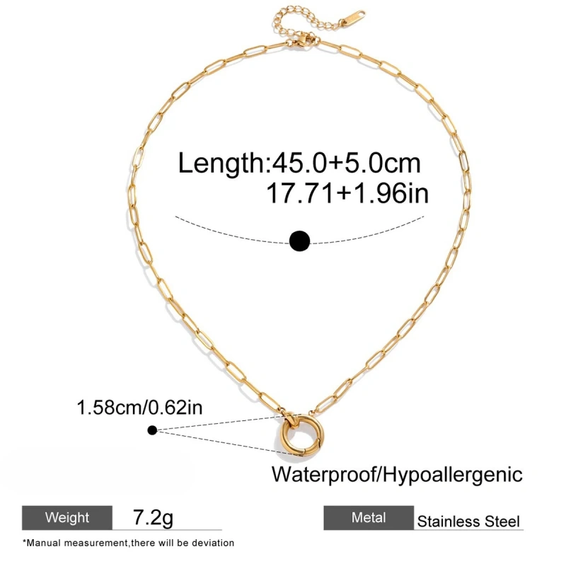 Stainless Steel 18k Gold Plated Waterproof DIY Chain Two Tone Double Circle Heart Cross Pendant Hypoallergenic Necklace YF6630