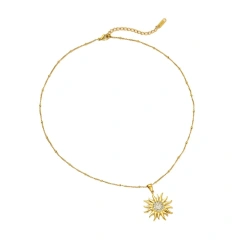Stainless Steel Waterproof Jewelry Set 18k Gold Plated Sunflower Zircon Pendant Necklace Hypoallergenic Earrings YF6105