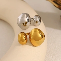 Vintage Luxury Asymmetrical Titanium Steel Ring Womens Open Ring 18K Gold Plated Waterproof Stainless Steel YF8184