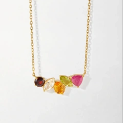 Fashion Ins Ruby Collarbone Chain Zircon Temperament Choker 18K Gold Plated Waterproof Stainless Steel YF8190