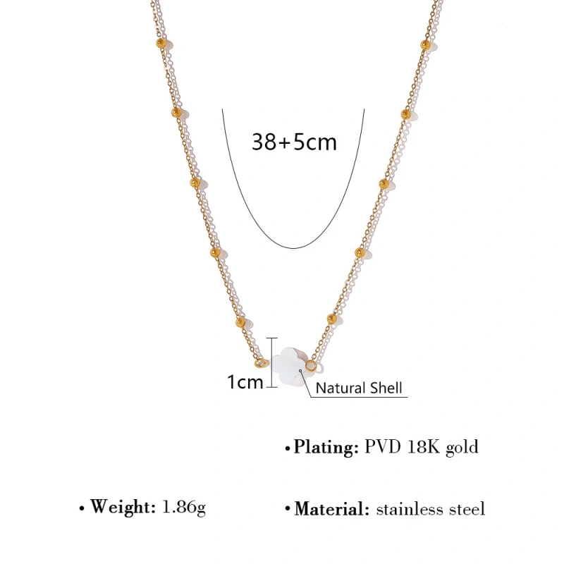 Personalized Luxury Natural Stone Necklace Beaded Love Pendant Clavicle Chain 18K Gold Plated Waterproof Stainless Steel YF8203