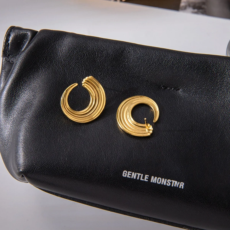 Fashion Hypoallergenic Stainless Steel 18K Gold Plated C Thread Twist Women Waterproof Earrings Non Tarnish YF6627