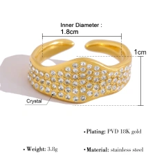 Classic Explosive Geometric Zircon Ring Heart Butterfly Gold Layered 18K Gold Plated Waterproof Stainless Steel YF8180