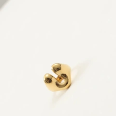 Gentle Abstract Peach Heart Ring Wide 18K Gold Plated Waterproof Stainless Steel YF8220