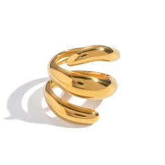 Niche Personality Non Fading Waterproof Open Rotating Line Ring 18K Gold Plated Waterproof Stainless Steel YF8314