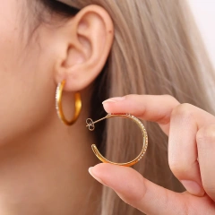 Personality Fashion Exquisite Light Luxury Exaggerated Zircon Stone Earrings 18K Gold Plated Waterproof Stainless Steel YF8310