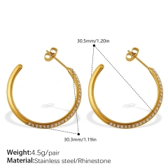 Personality Fashion Exquisite Light Luxury Exaggerated Zircon Stone Earrings 18K Gold Plated Waterproof Stainless Steel YF8310