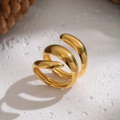 Niche Personality Non Fading Waterproof Open Rotating Line Ring 18K Gold Plated Waterproof Stainless Steel YF8314