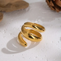 Niche Personality Non Fading Waterproof Open Rotating Line Ring 18K Gold Plated Waterproof Stainless Steel YF8314