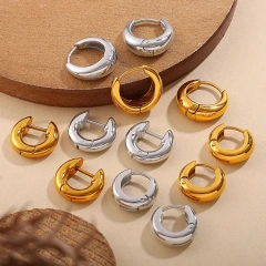 Premium Sense Geometric Glossy Metal Earrings 18K Gold Plated Waterproof Stainless Steel YF8172