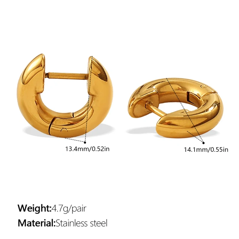 Premium Sense Geometric Glossy Metal Earrings 18K Gold Plated Waterproof Stainless Steel YF8172