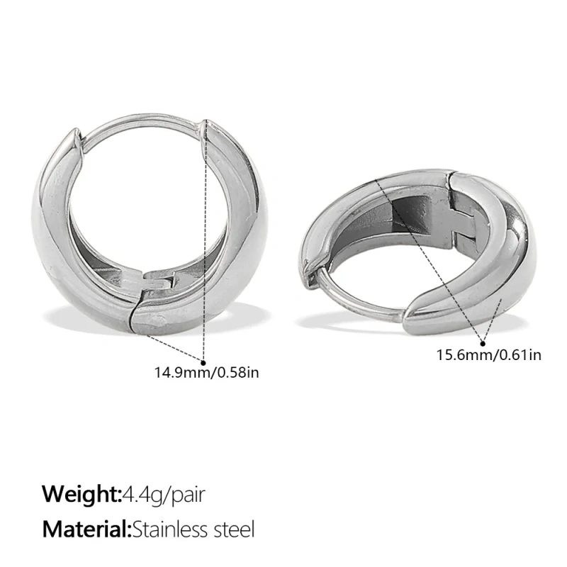 Premium Sense Geometric Glossy Metal Earrings 18K Gold Plated Waterproof Stainless Steel YF8172