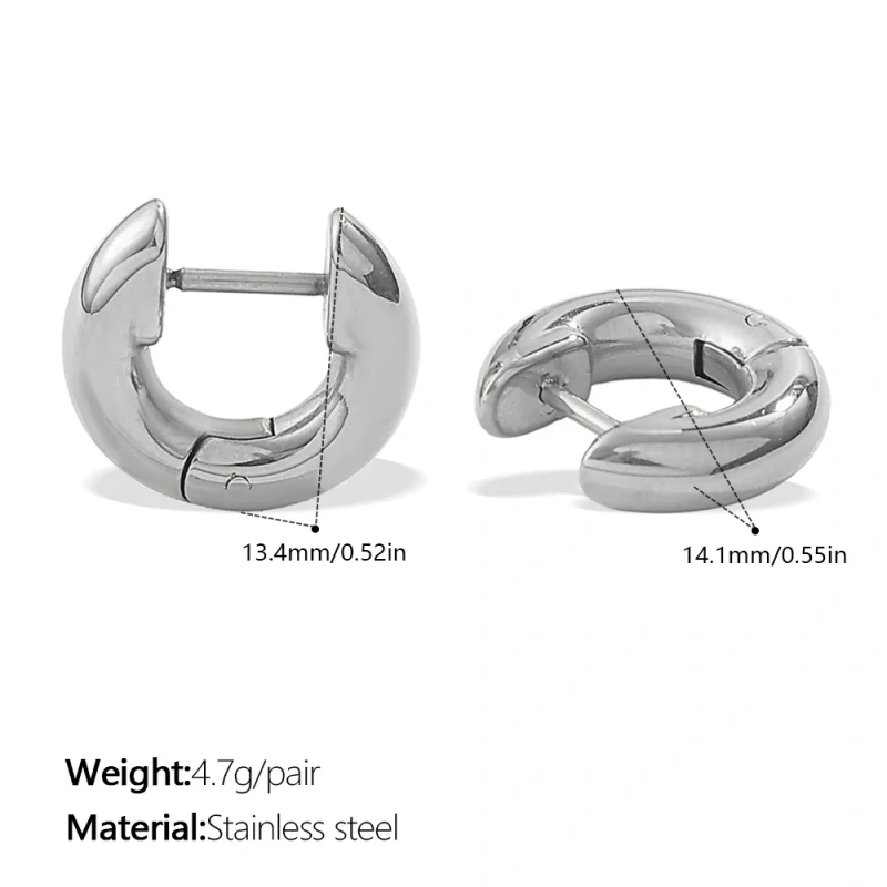 Premium Sense Geometric Glossy Metal Earrings 18K Gold Plated Waterproof Stainless Steel YF8172