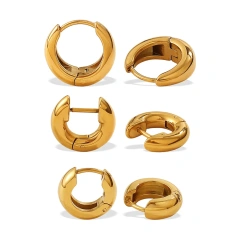 Premium Sense Geometric Glossy Metal Earrings 18K Gold Plated Waterproof Stainless Steel YF8172
