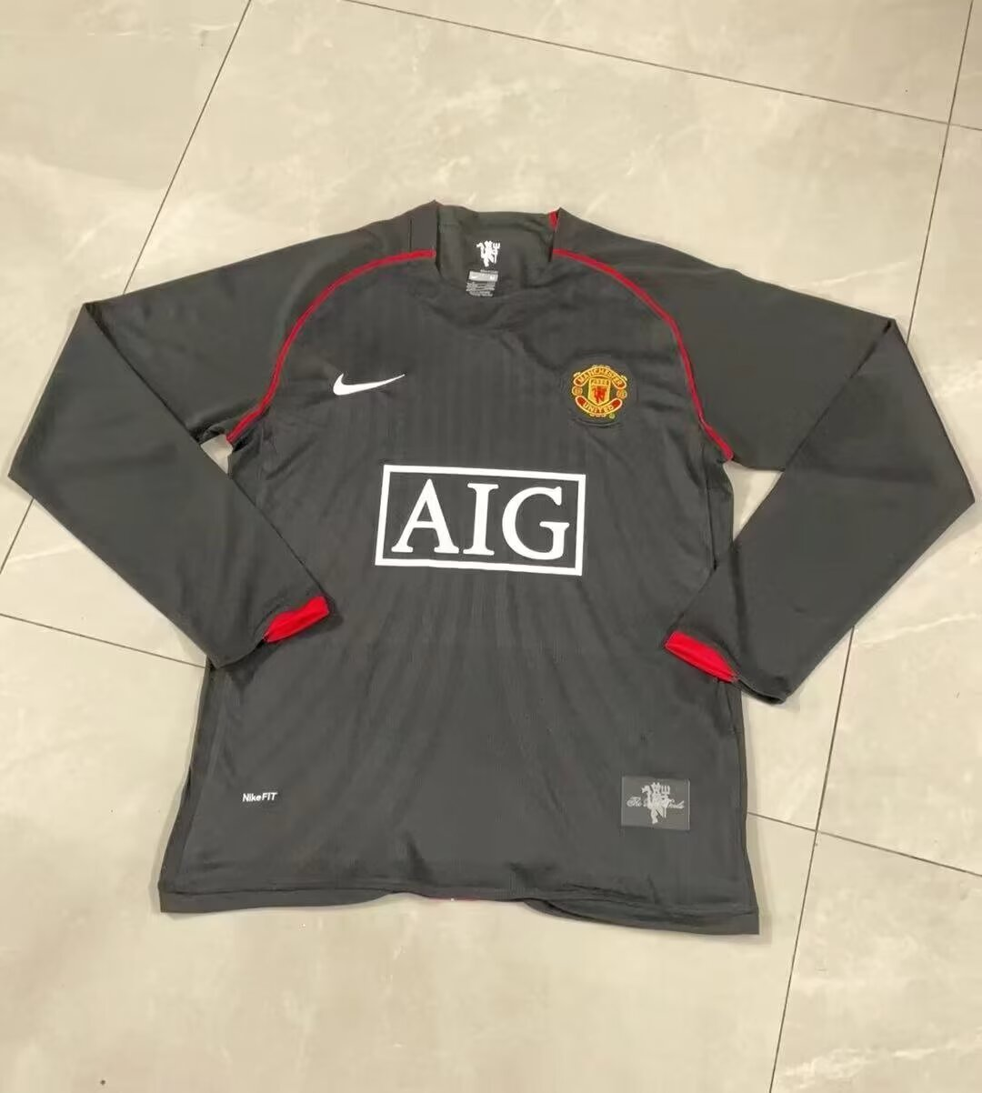 2007-08 Manchester United Away Game - Black Long-Sleeved Shirt