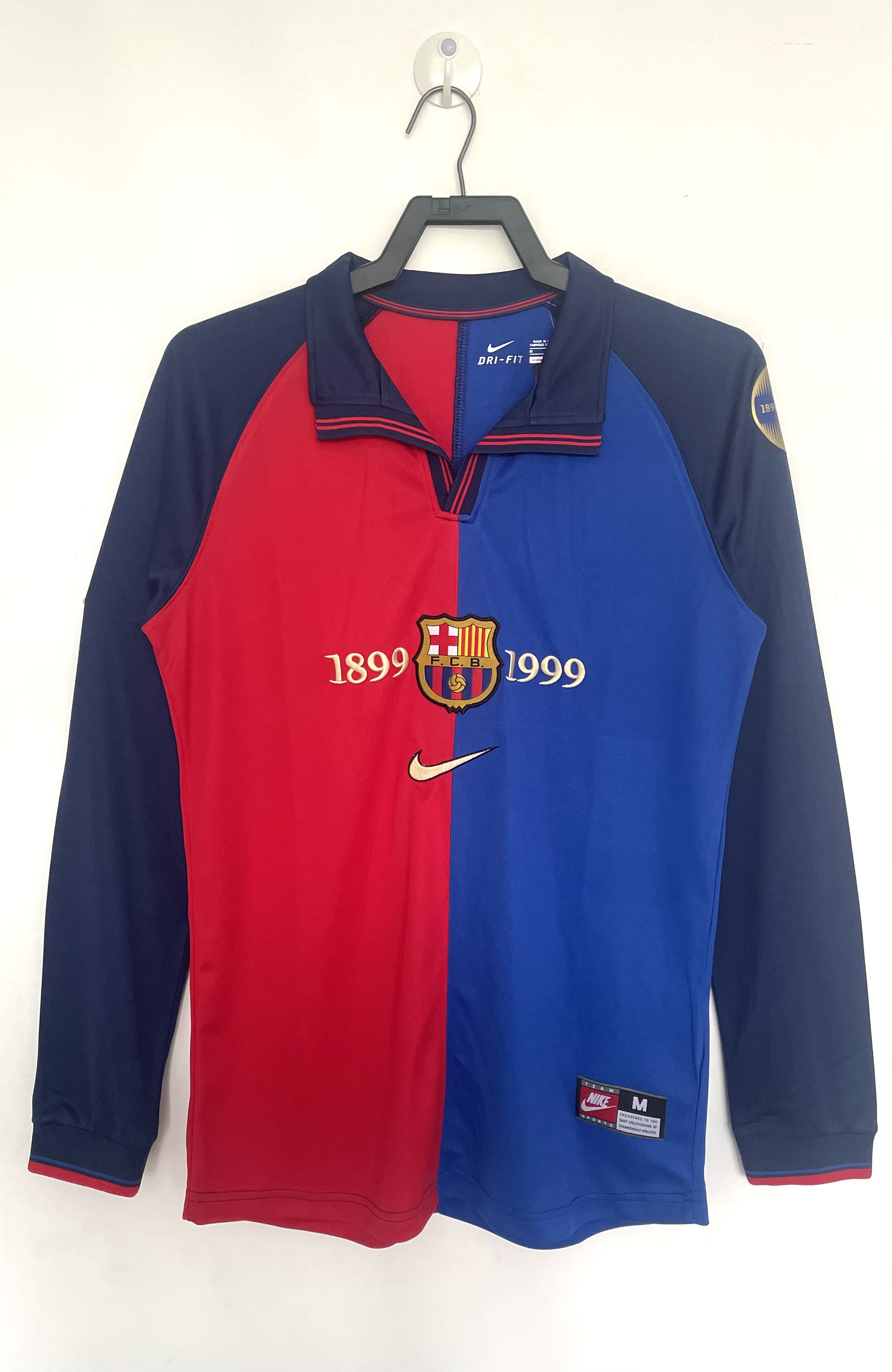 Century-old Barcelona home jersey with long sleeves