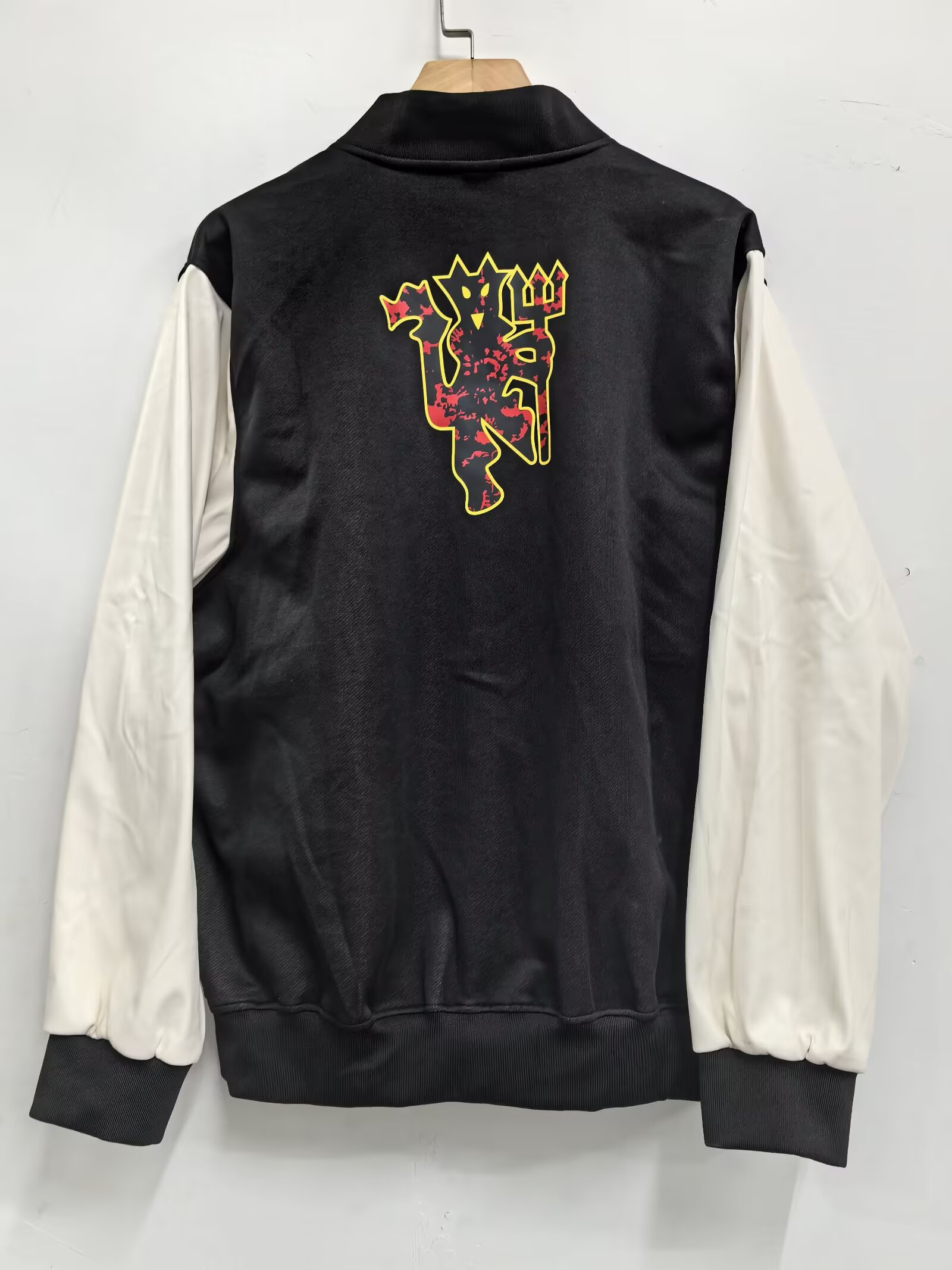 Manchester United retro leather jacket with button closure