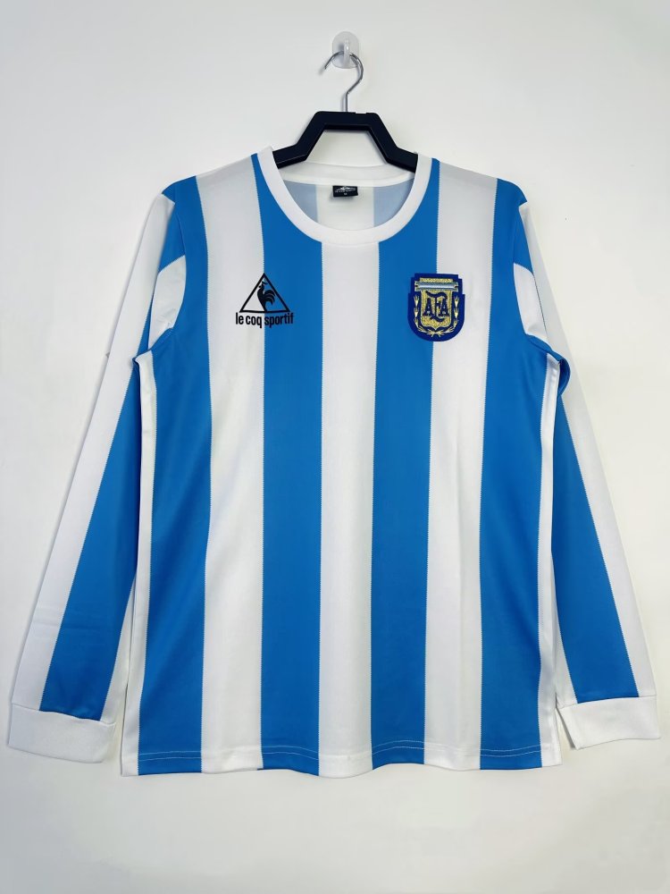 1986 Argentina Home Football Jersey long sleeves