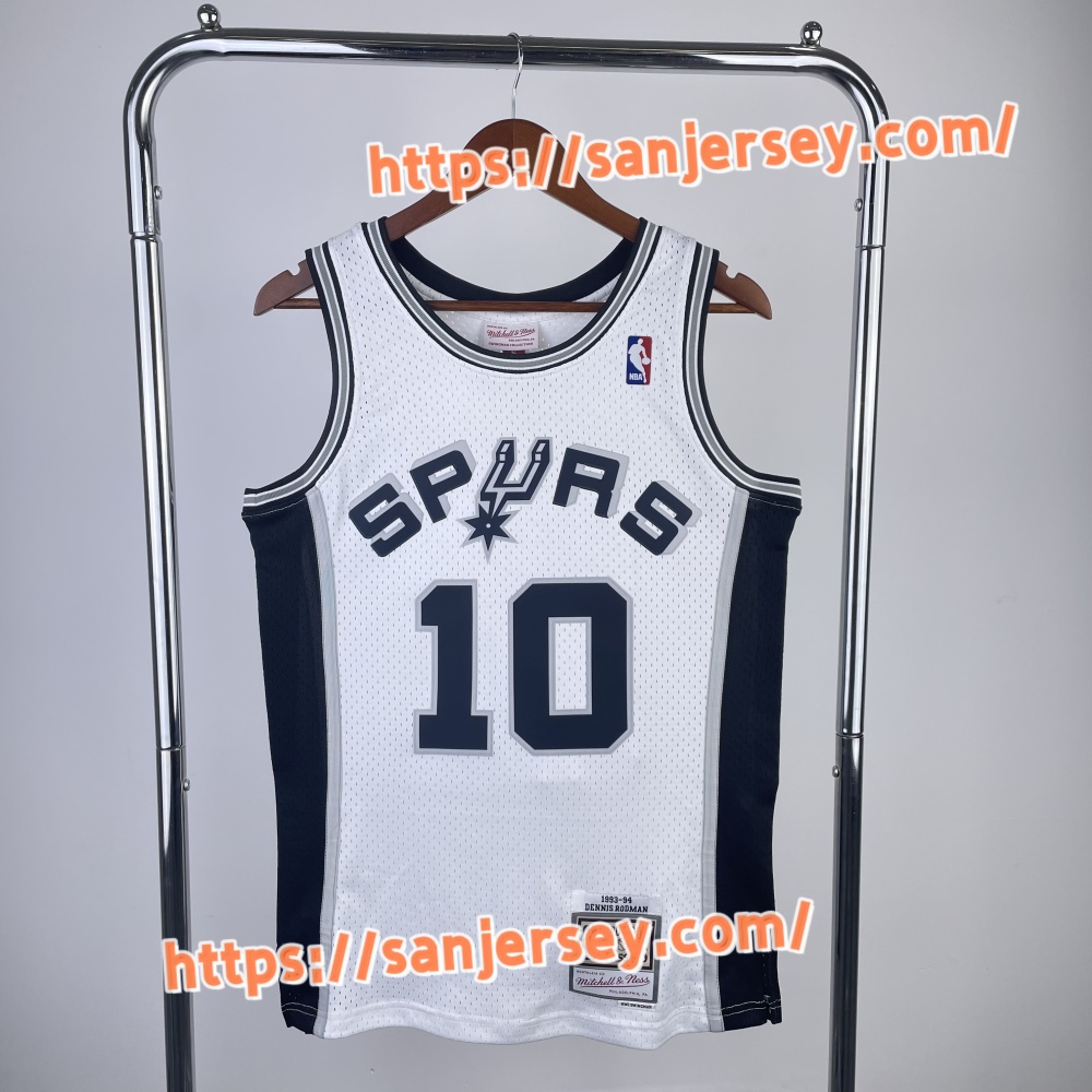 MN Hot Press Retro Jersey SW Spurs 199994 Season White No. 10 Rodman