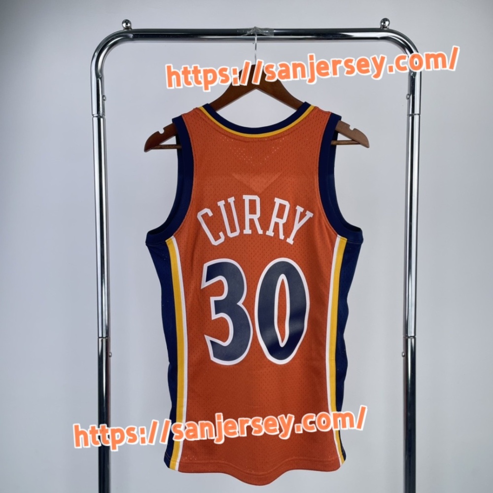 MN Hot Pressed Retro Shirt SW Warriors 0910 Season Rookie Orange No. 30 Curry