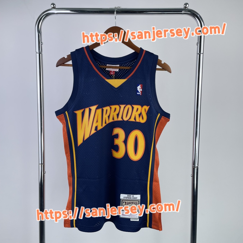 MN Hot Pressed Retro Shirt SW Warriors 0910 Season Rookie Blue No. 30 Curry