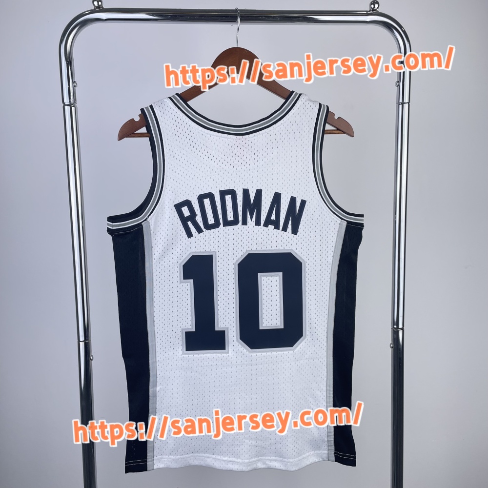 MN Hot Press Retro Jersey SW Spurs 199994 Season White No. 10 Rodman