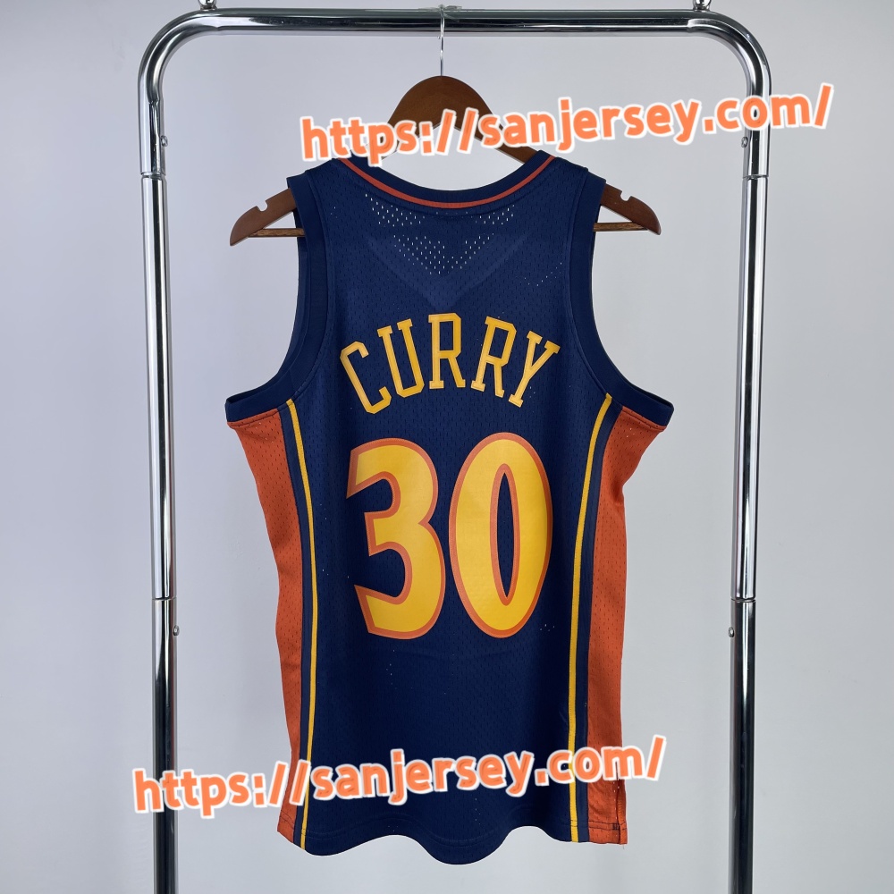 MN Hot Pressed Retro Shirt SW Warriors 0910 Season Rookie Blue No. 30 Curry
