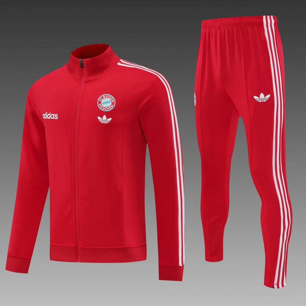 2024/2025 Bayern Munchen Long Zipped Jacket Training Suit Red Football Shirt