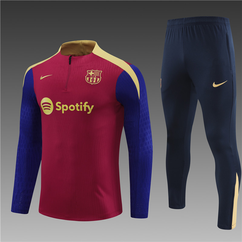 2024/2025 Barcelona Half-Pull Training Suit Red Football Shirt