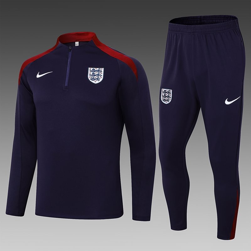2024 England Half-Pull Training Suit Purple Football Shirt