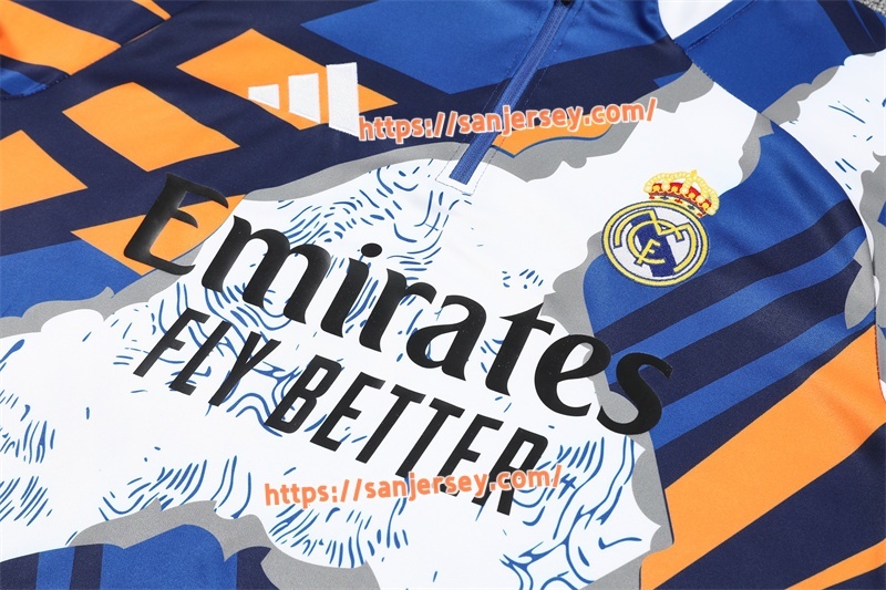 2025/2026 Real Madrid yellow Camouflage style Training suit set long sleeves